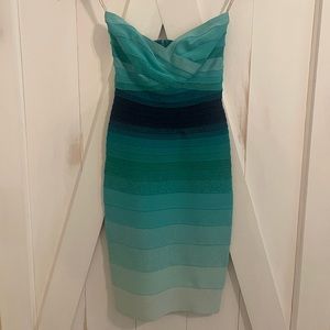 NWT Herve Leger Turquoise Bandage Dress Size XS